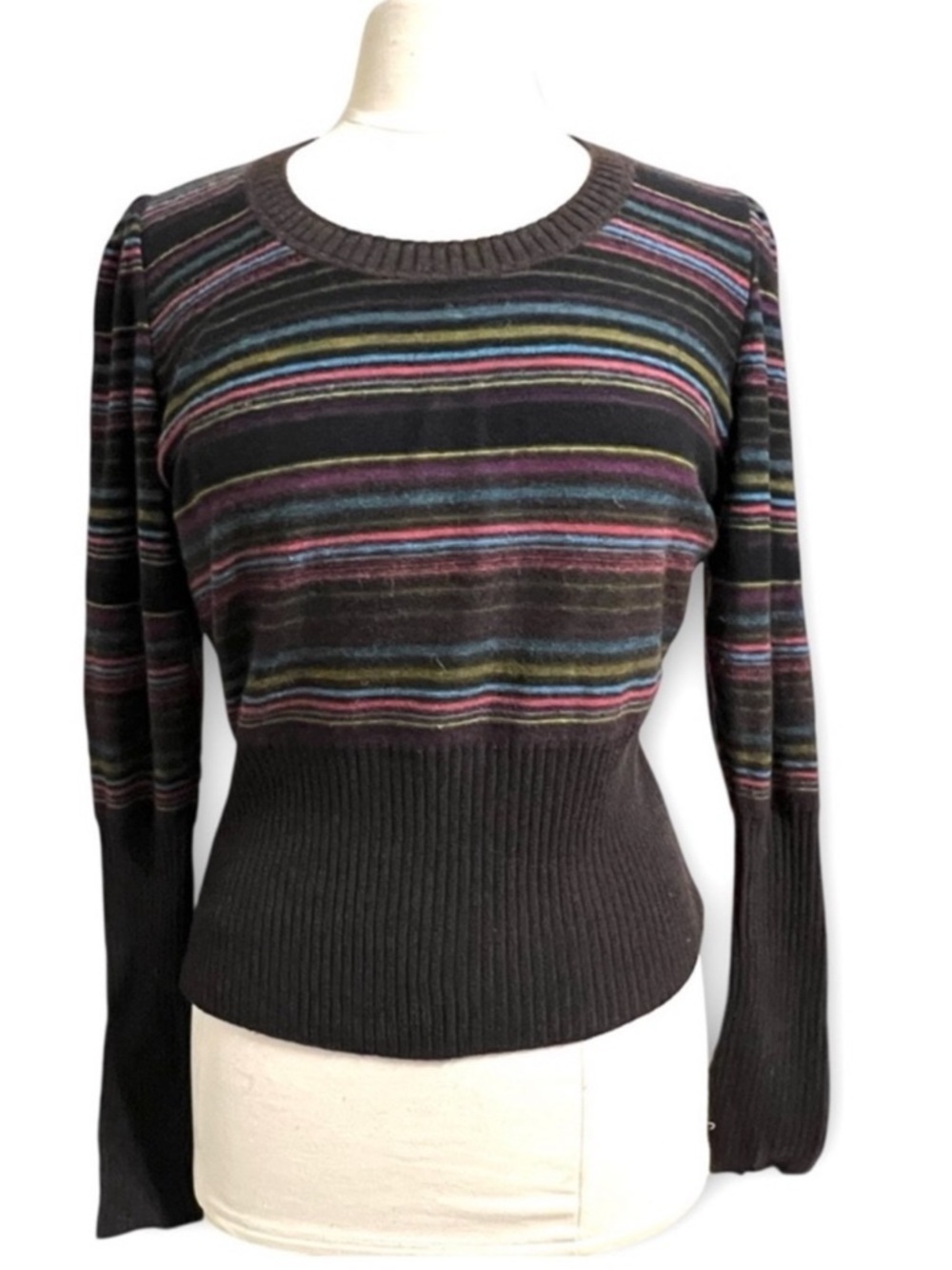 Catherine André Striped Wool Alpaca Blend Knit Sweater